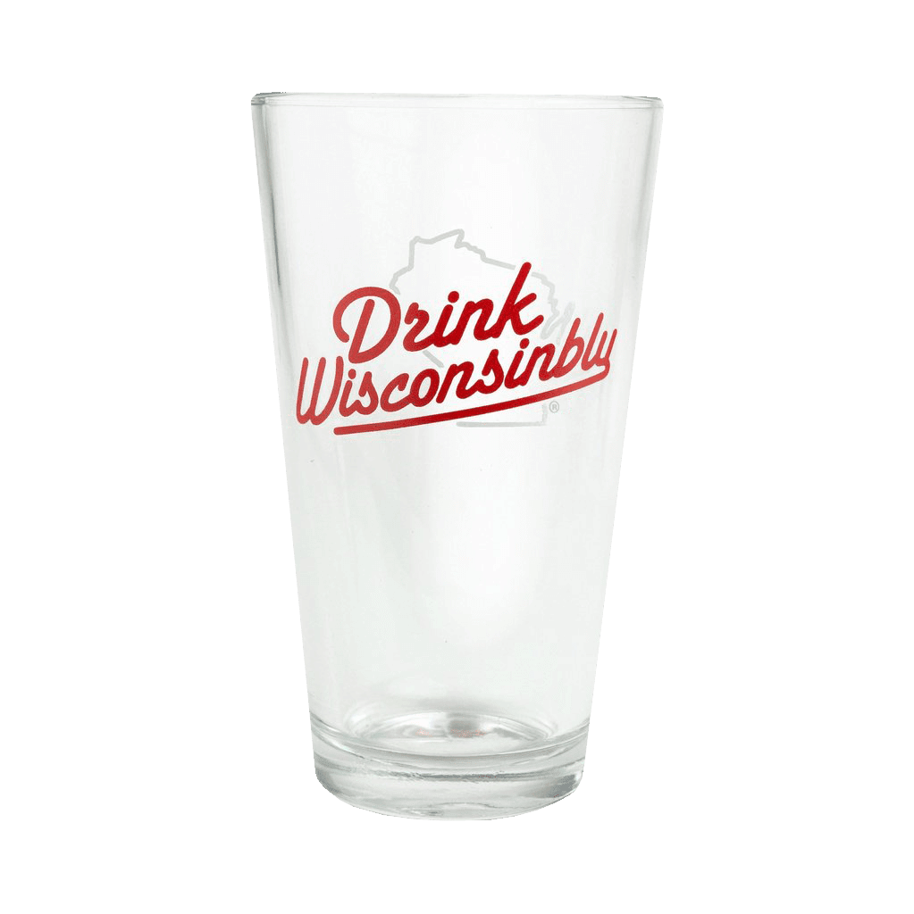 Drink Wisconsinbly Red & White Pint Glass