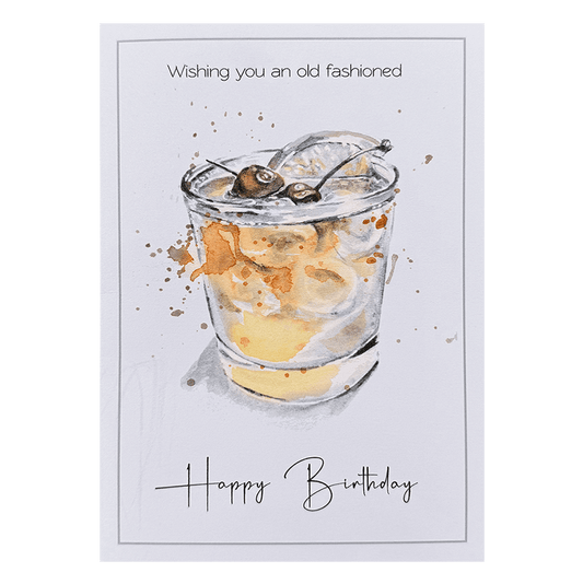 Drink Wisconsinbly Wishing you an Old Fashioned Happy Birthday Watercolor Greeting Card