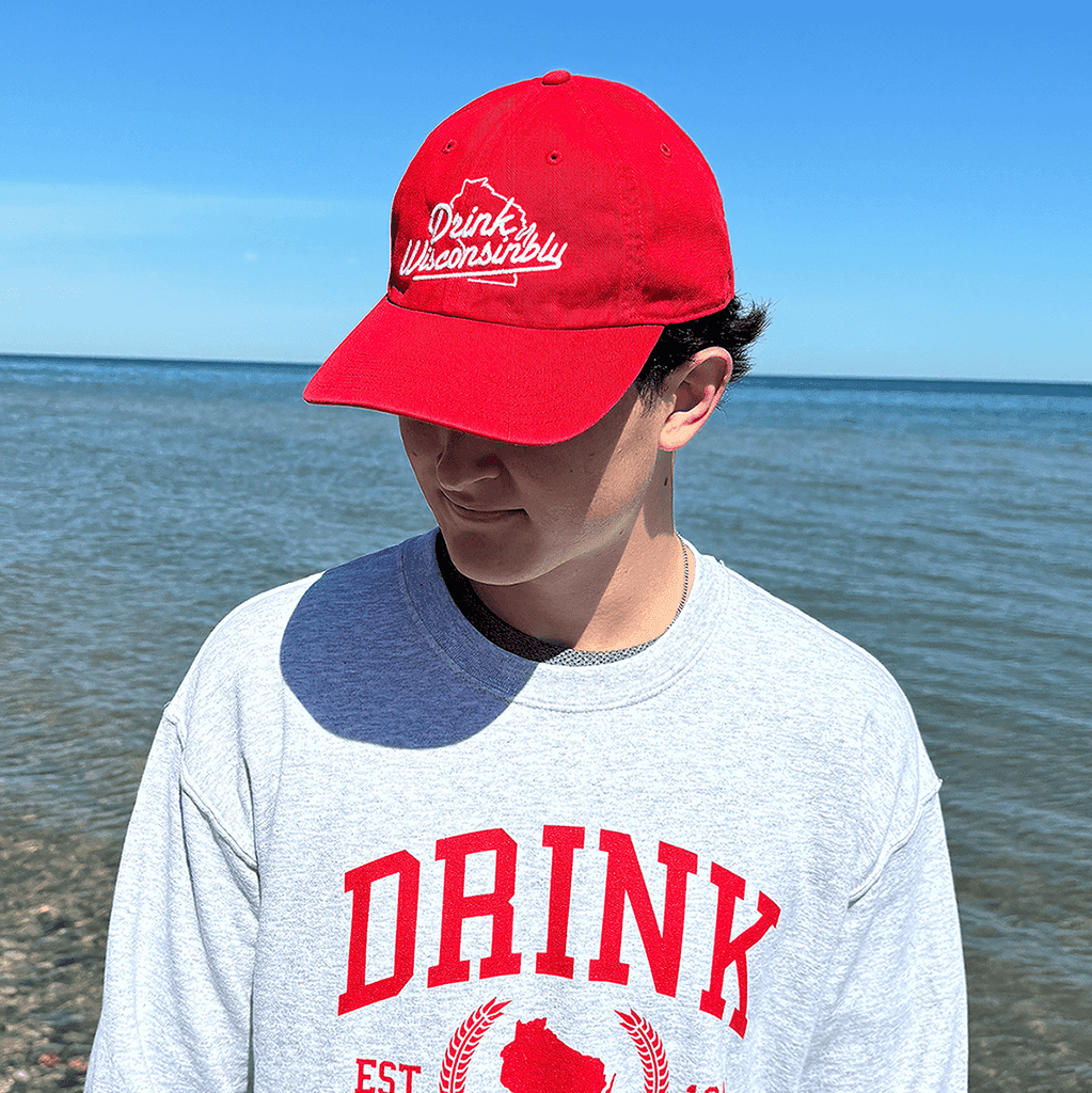 Drink Wisconsinbly Washed Red Dad Hat