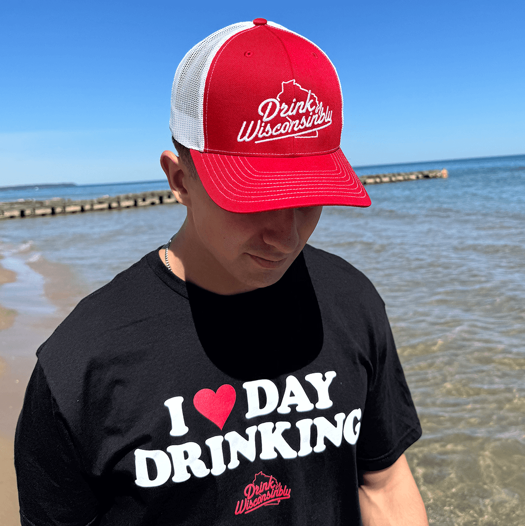 Drink Wisconsinbly Red & White Trucker Hat