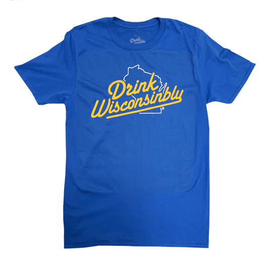 Drink Wisconsinbly Baseball Blue T-Shirt