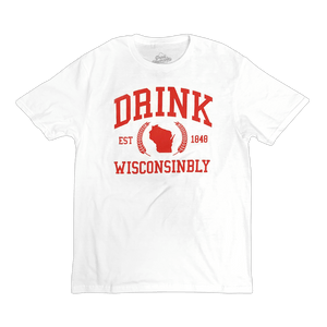 Drink Wisconsinlby Unisex White Collegiate T-Shirt