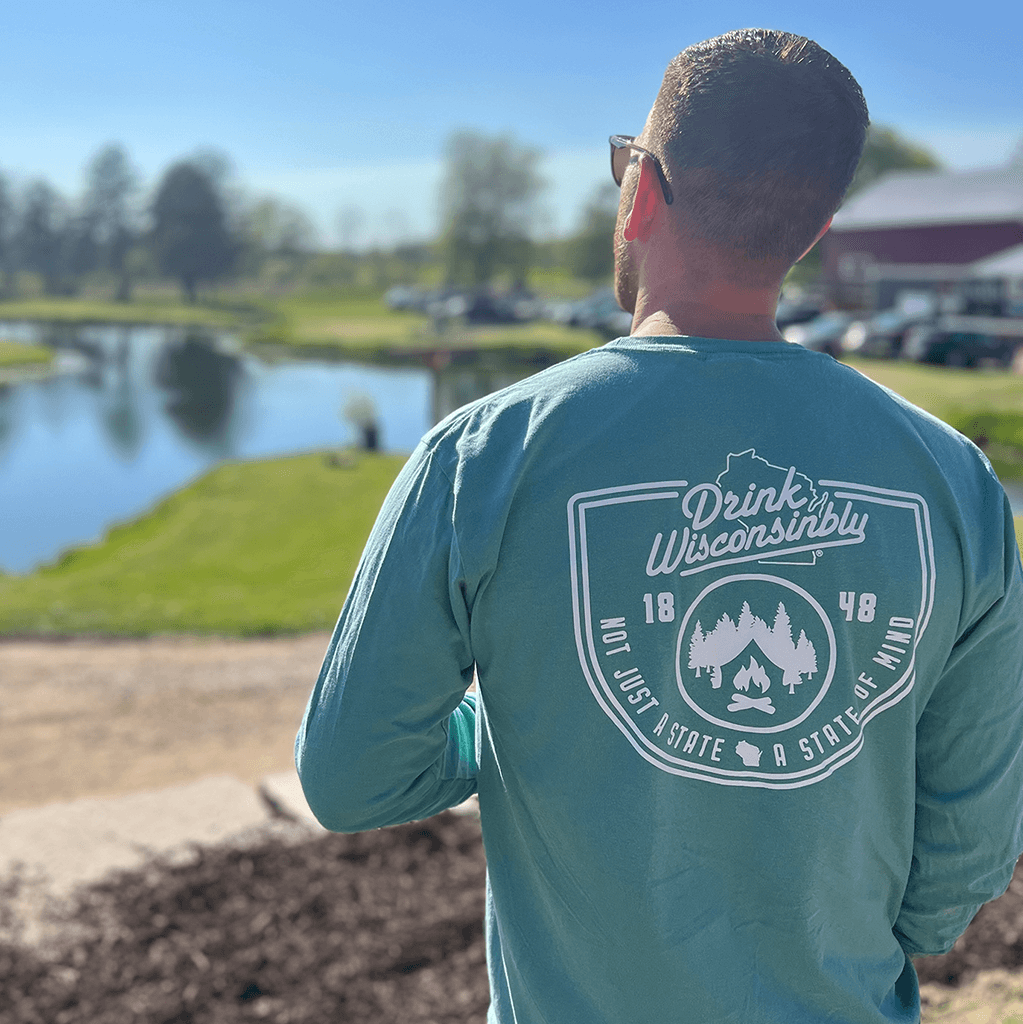 Drink Wisconsinbly Seafoam State of Mind Unisex Long Sleeve Back