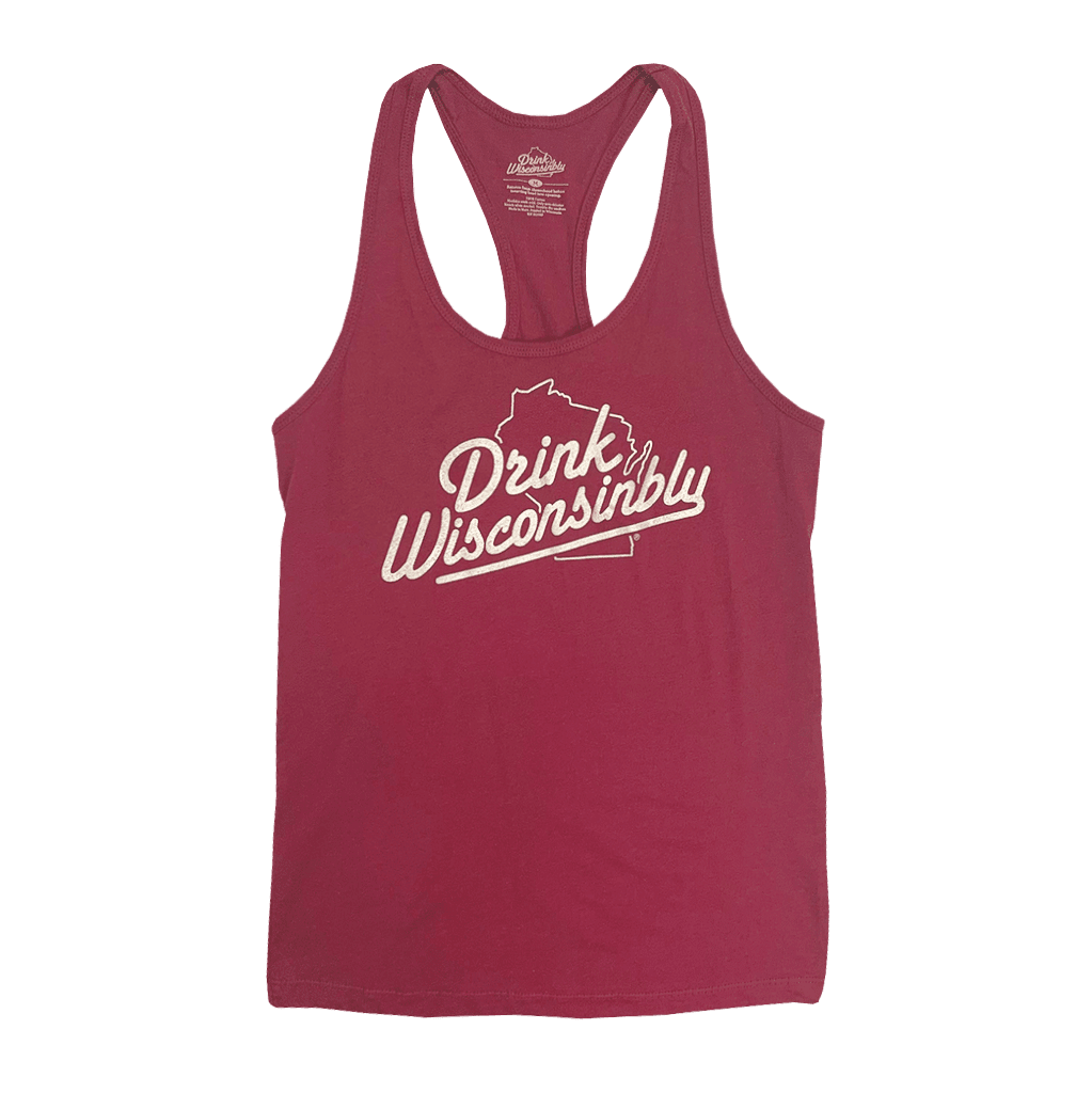 Drink Wisconsinbly Women's Maroon Racerback Tank Top