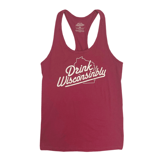 Drink Wisconsinbly Women's Maroon Racerback Tank Top