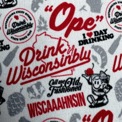 Drink Wisconsinbly Ope Zipper 12 ounce Bottle Coozie Pattern