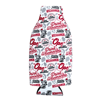 Drink Wisconsinbly Ope Zipper 12 oz Bottle Coozie