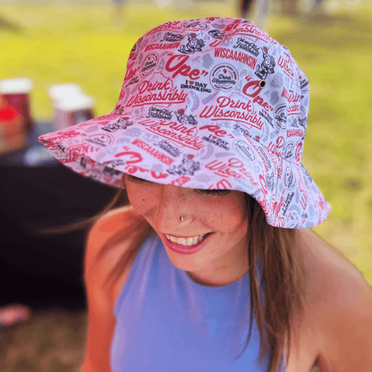 Drink Wisconsinbly White Bucket Cap