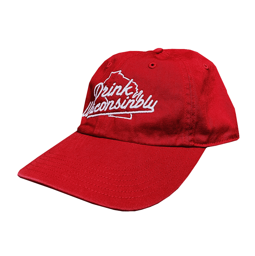 Drink Wisconsinbly Red Washed Dad Hat