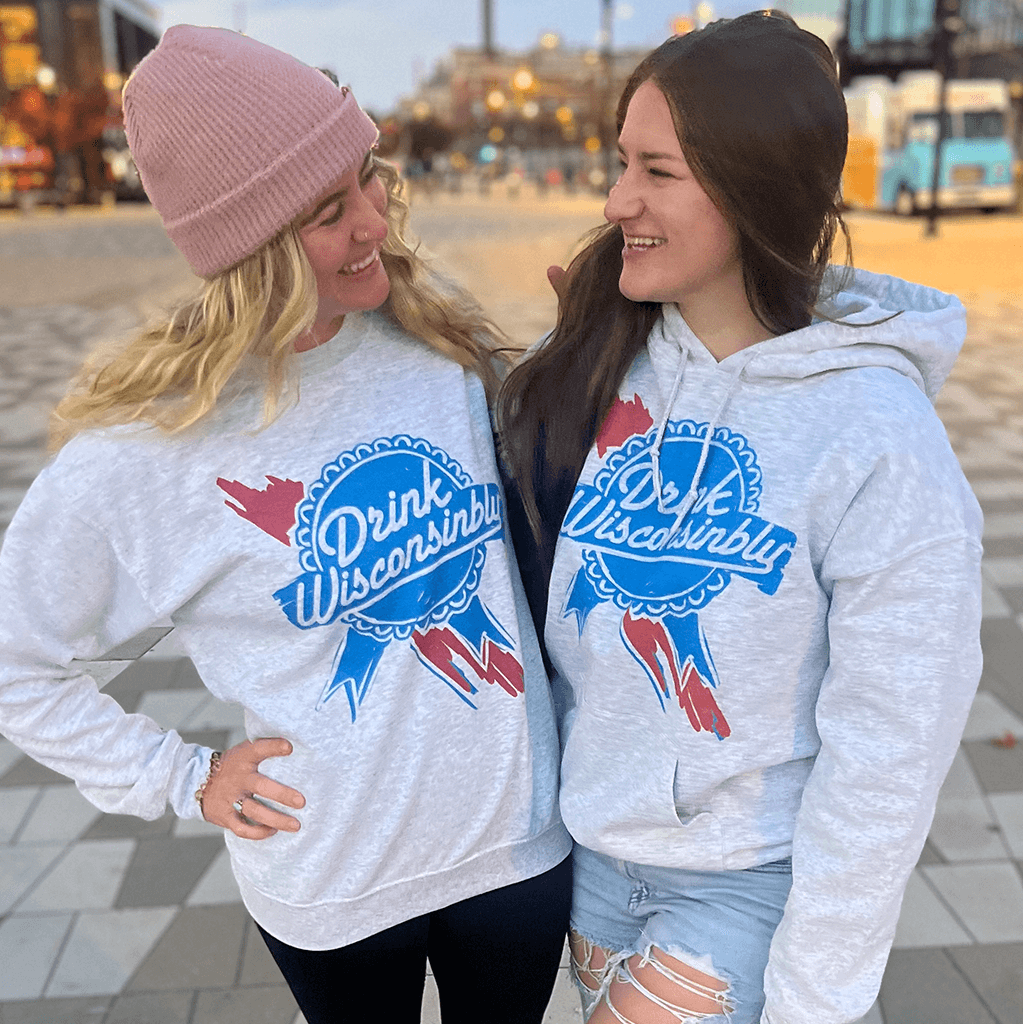 Drink Wisconsinbly Retro Ribbon Crewneck Models