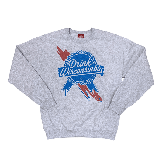 Drink Wisconsinbly Retro Ribbon Crewneck