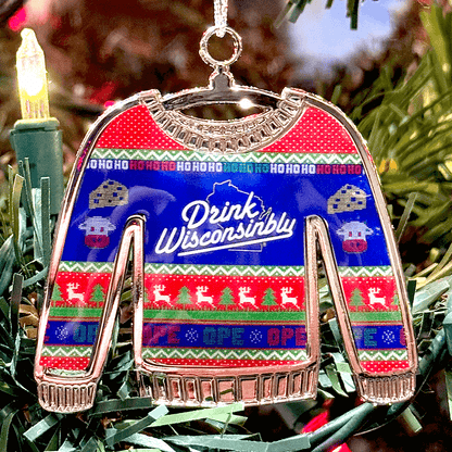 Drink Wisconsinbly Ugly Christmas Sweater Holiday Ornament