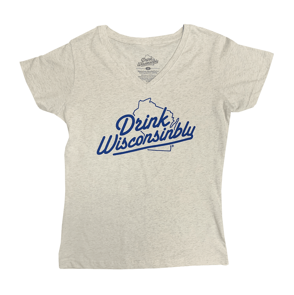 Drink Wisconsinbly Women's Natural Heather V-Neck T-Shirt