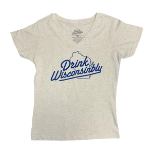 Drink Wisconsinbly Women's Natural Heather V-Neck T-Shirt