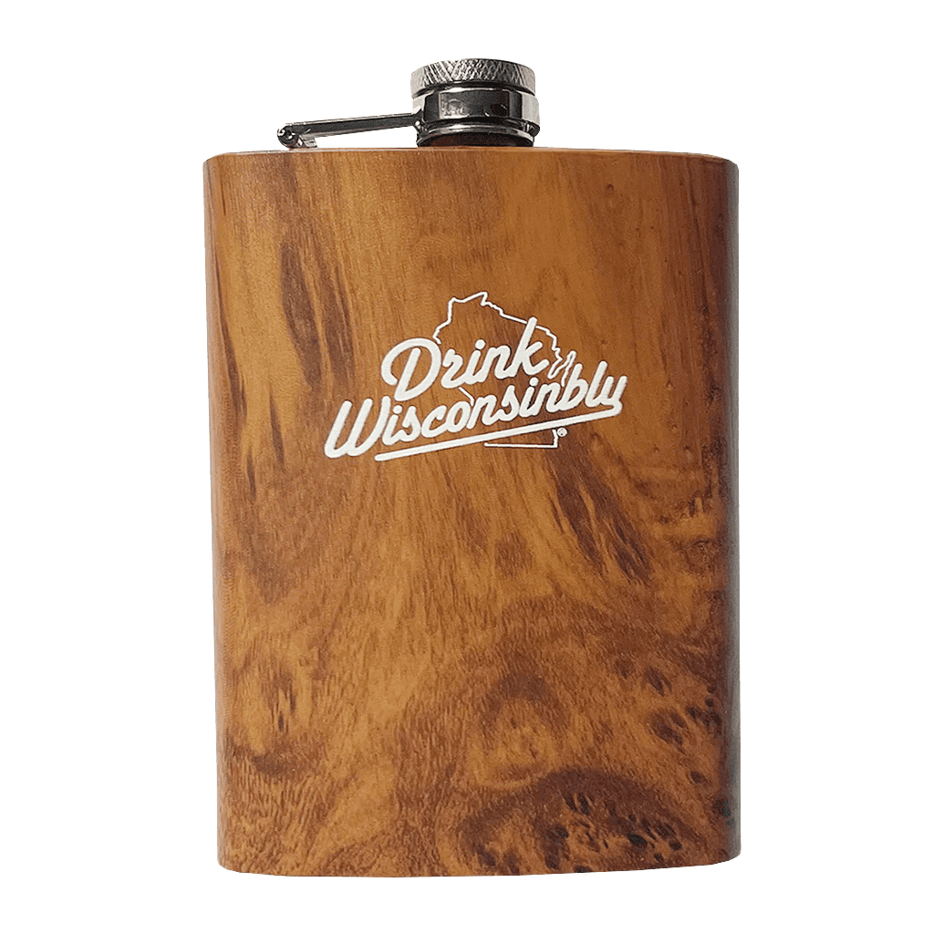 Drink Wisconsinbly Woodgrain Hip Flask