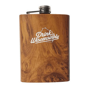 Drink Wisconsinbly Woodgrain Hip Flask