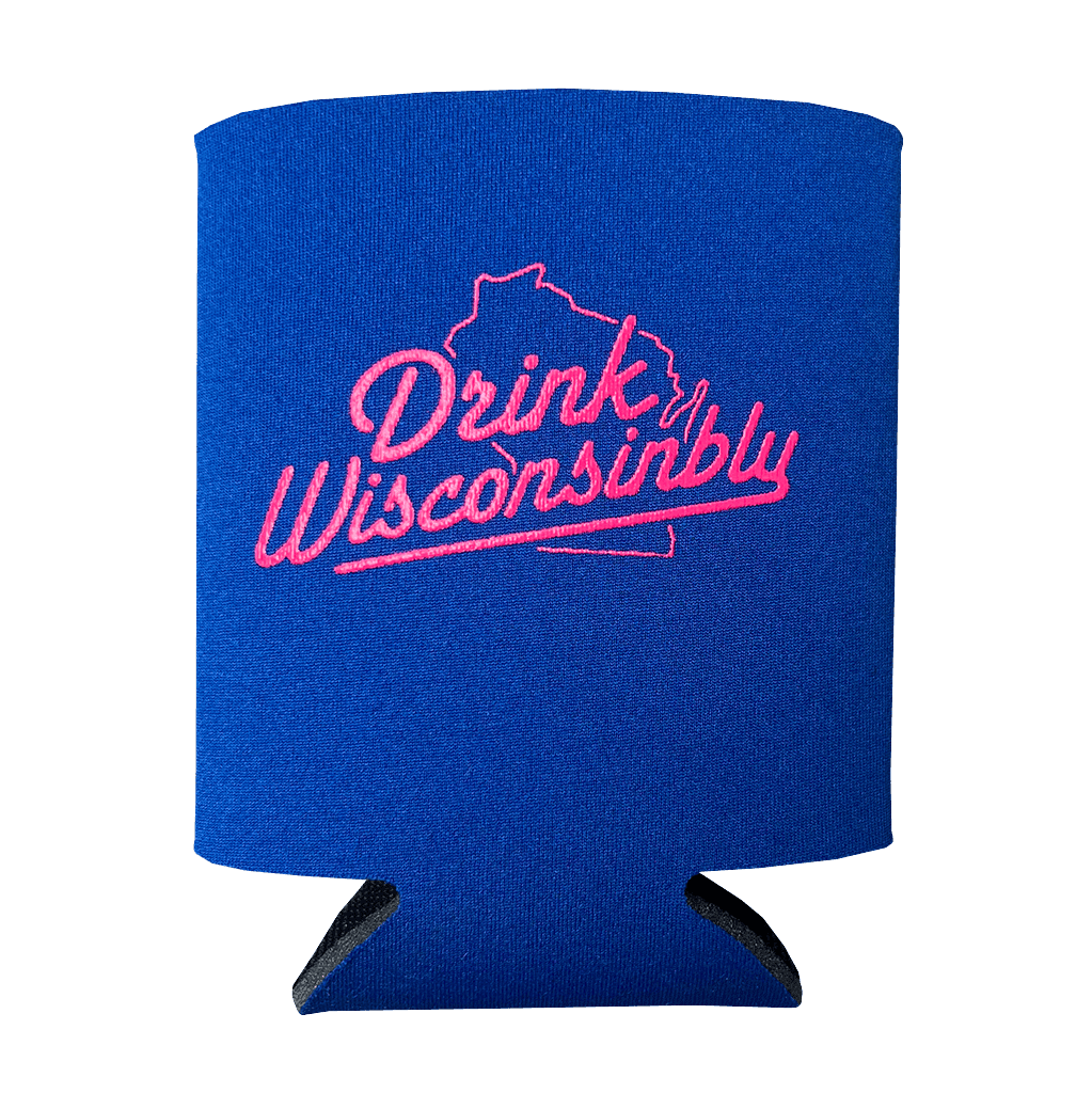 Drink Wisconsinbly Drinks Well With Others Blue Coozie