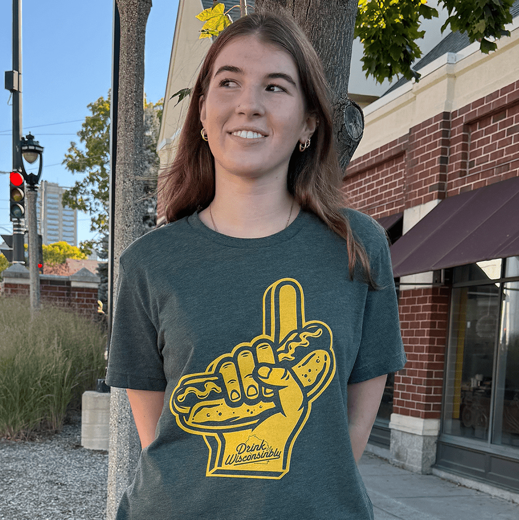 Drink Wisconsinbly Green Bay Foam Finger Football Tee