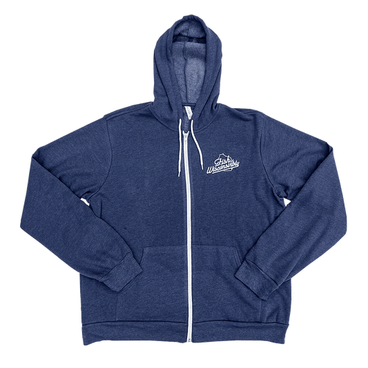 Fish Wisconsinbly Blue Zip Hoodie