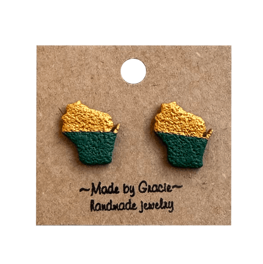 Green & Gold Wisconsin Earrings