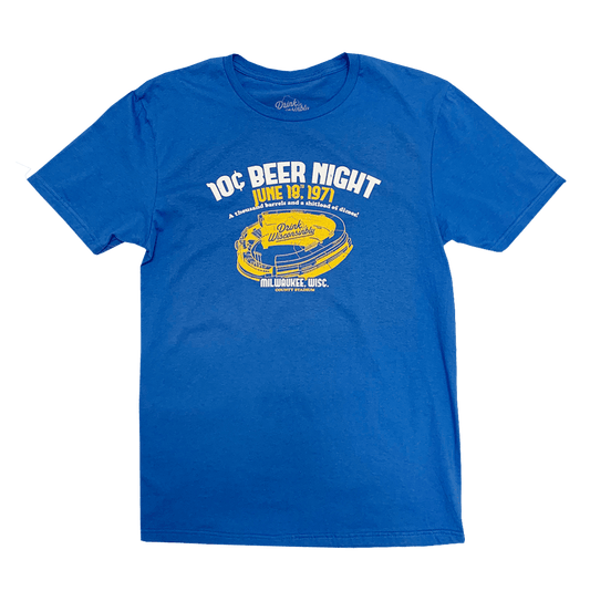 Drink Wisconsinbly Milwaukee County Stadium 10 Cent Beer Night T-Shirt