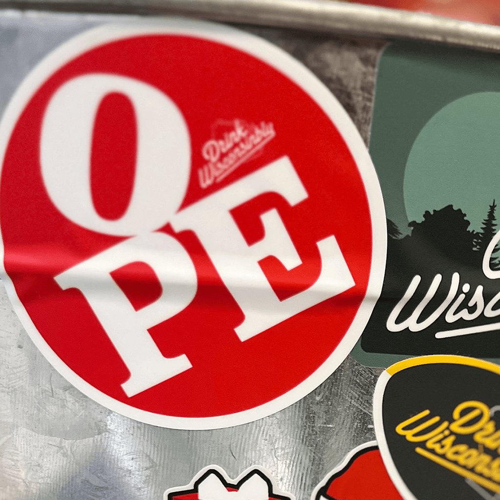 Drink Wisconsinbly Ope Red Sticker