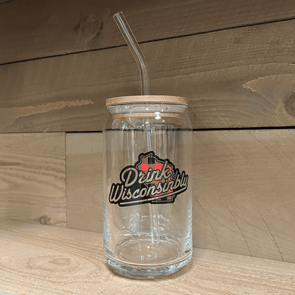 Plaid Logo Glass Can