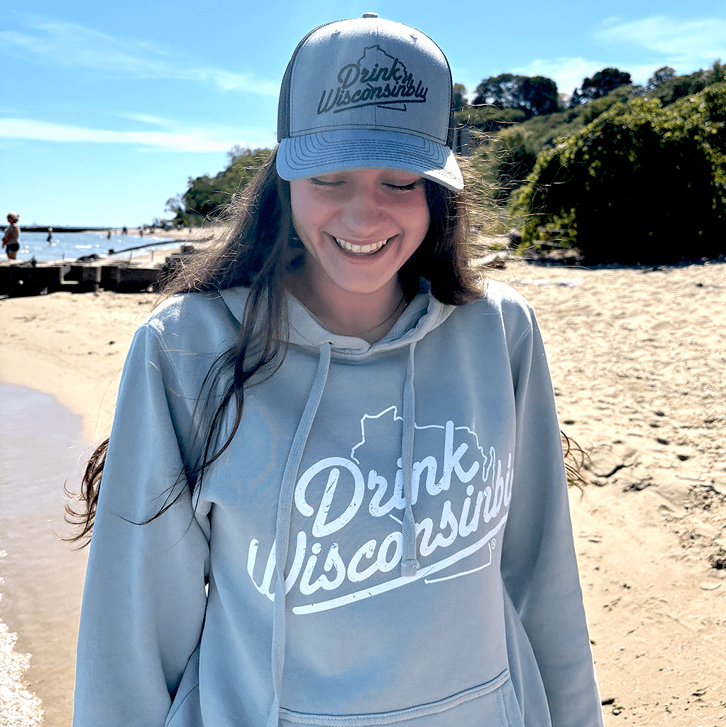 Drink Wisconsinbly Unisex Pigment Sage Hoodie