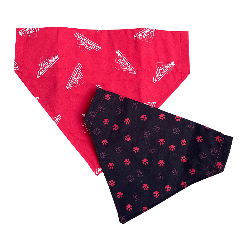 Wag Wisconsinbly Reversible Paw Print Bandana