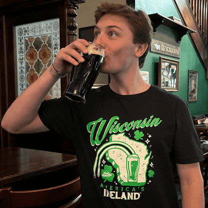 Drink Wisconsinbly Wisconsin America's Ireland Black T Shirt